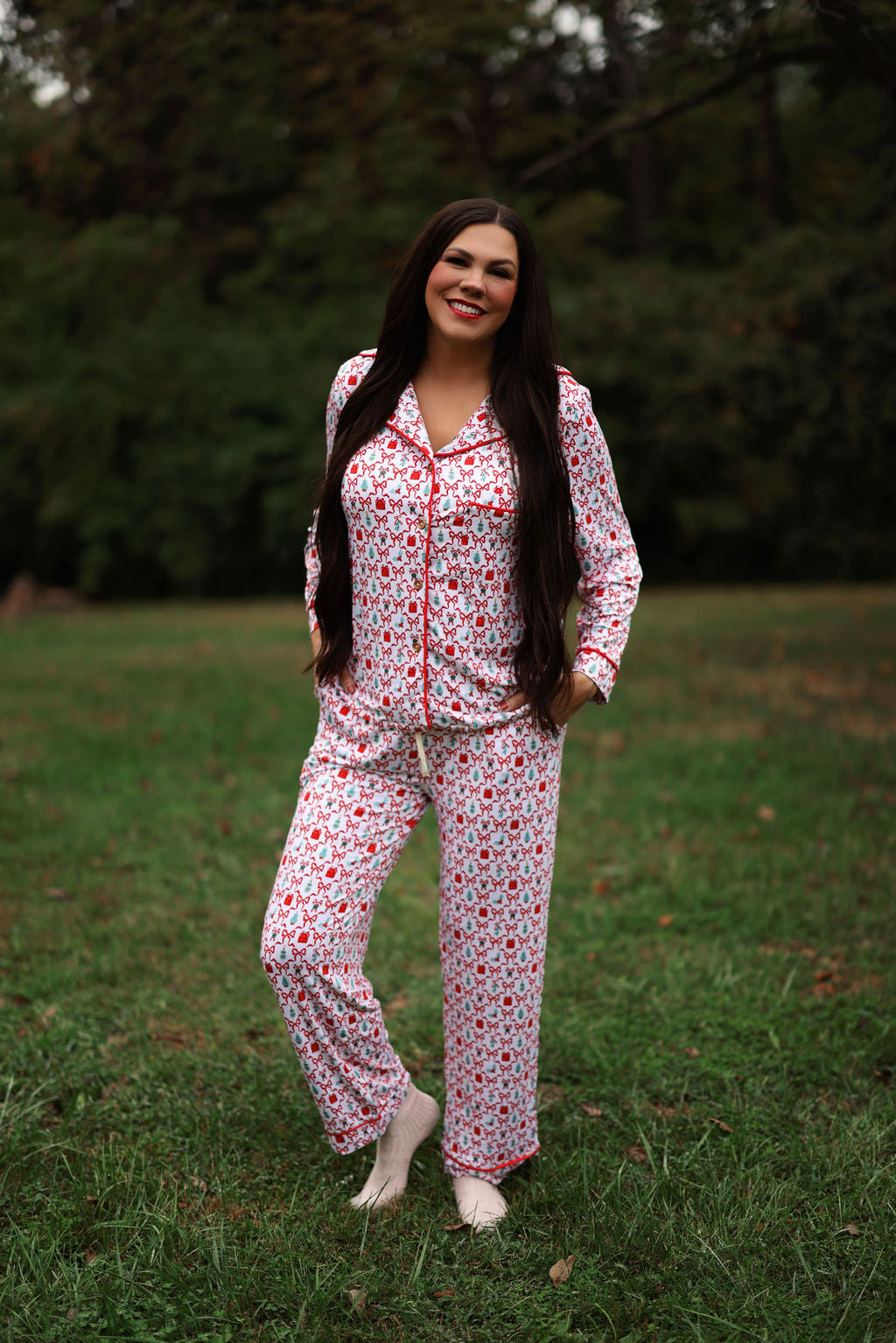 Wrapped In Ruby Women's Bamboo Collar Pajamas