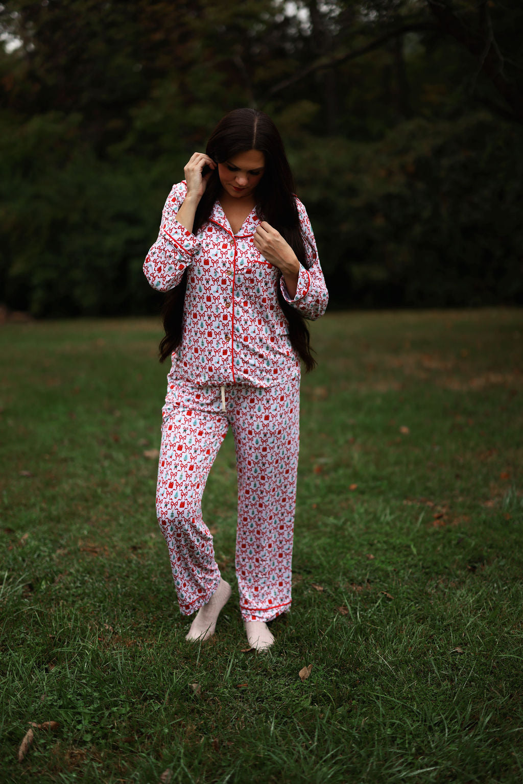 Wrapped In Ruby Women's Bamboo Collar Pajamas