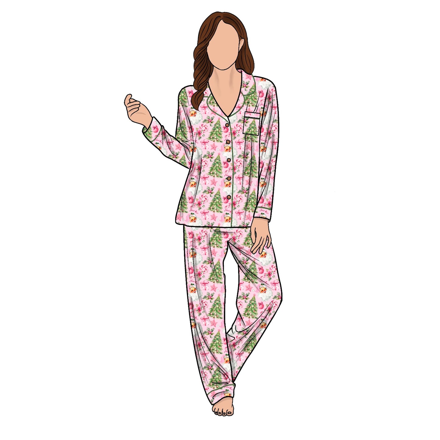 Rosy Cheeks Women's Collar Pajama Set - Wholesale 6 Pack