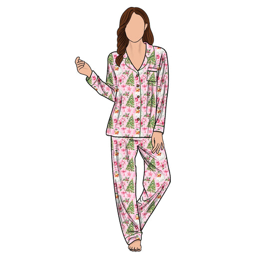 Rosy Cheeks Women's Collar Pajama Set - Wholesale 6 Pack