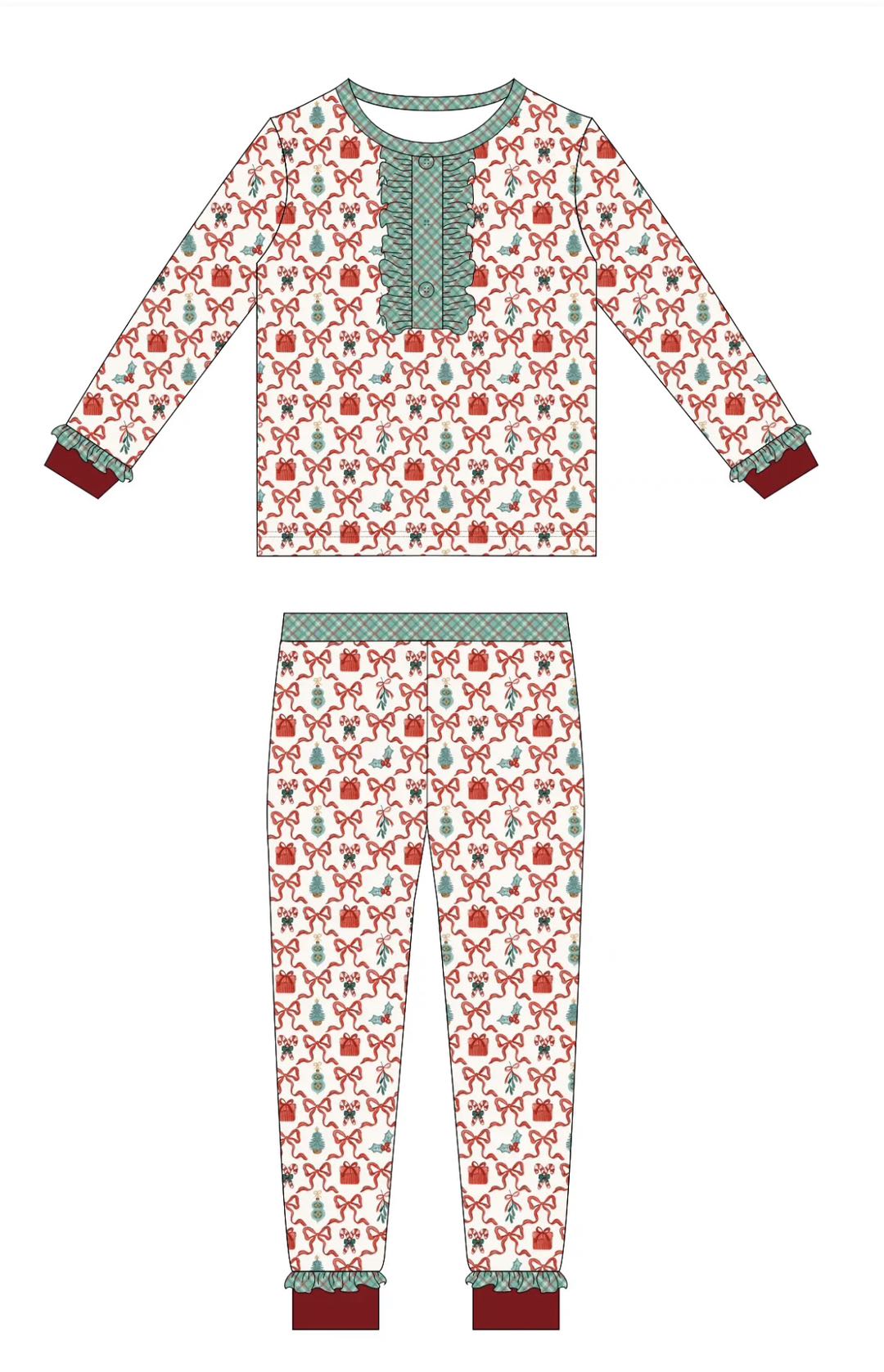 Wrapped In Ruby- Bamboo Two Piece Pajama Set