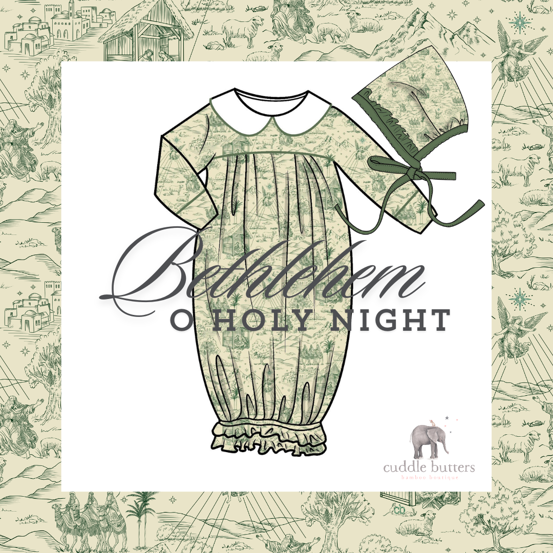 Wholesale Pack "Bethlehem" - O Holy Night Collection Christmas Layette Newborn Gown and Bonnet