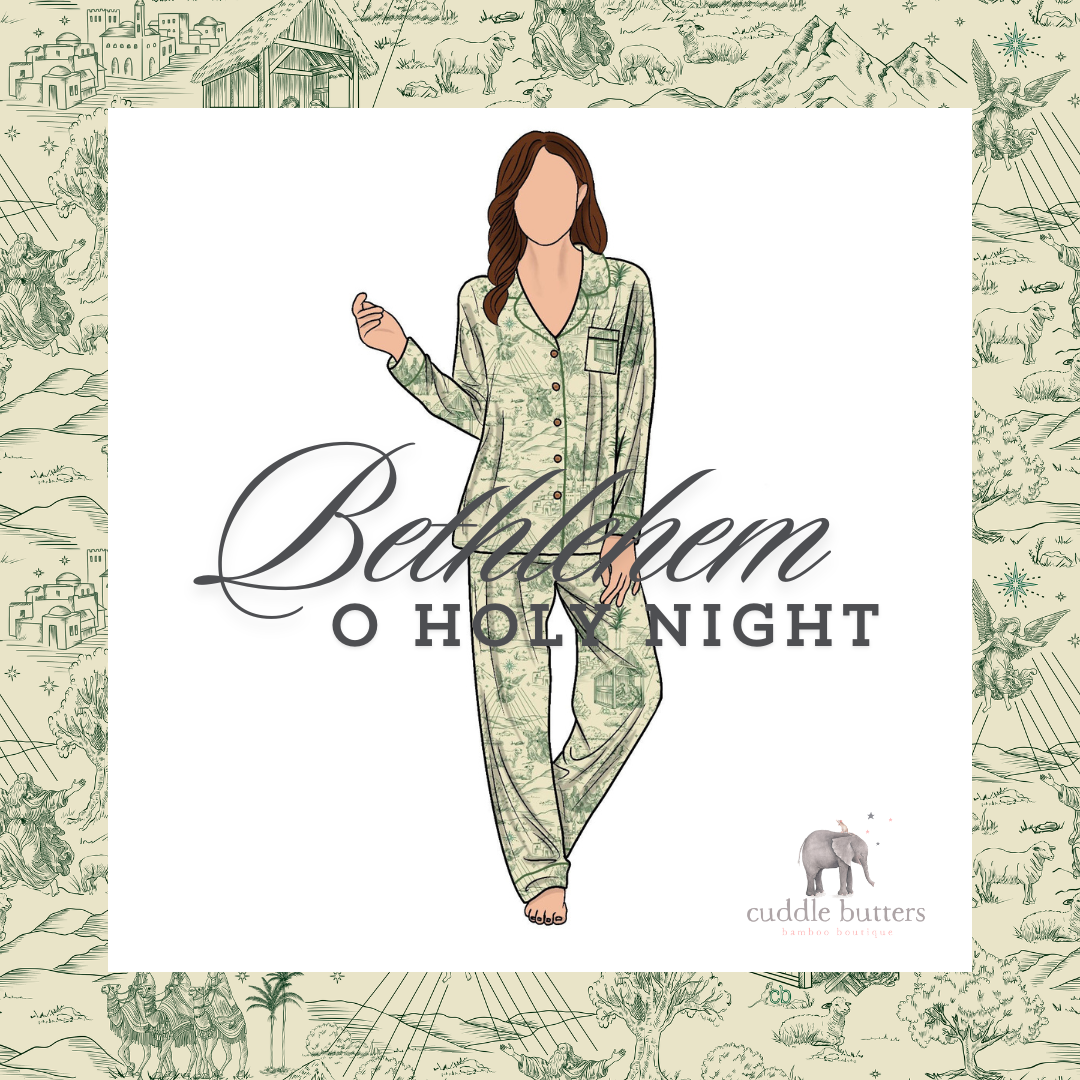 Wholesale Pack "Bethlehem" - O Holy Night Collection, Women's Christmas Toile Bamboo Pajama Set