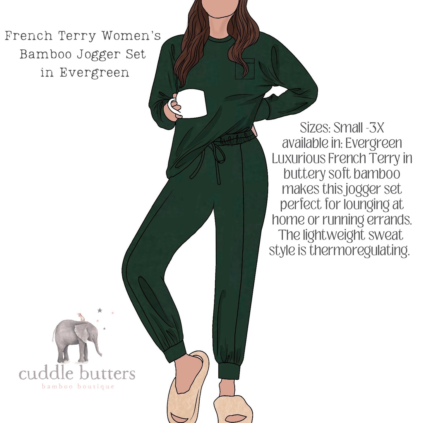 Evergreen- French Terry Women's Bamboo Jogger  Set Wholesale