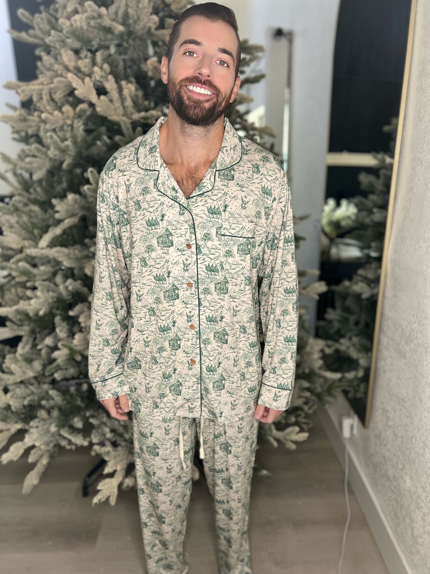 "Bethlehem" -Christmas Nativity Toile Bamboo Men's Pajama Set