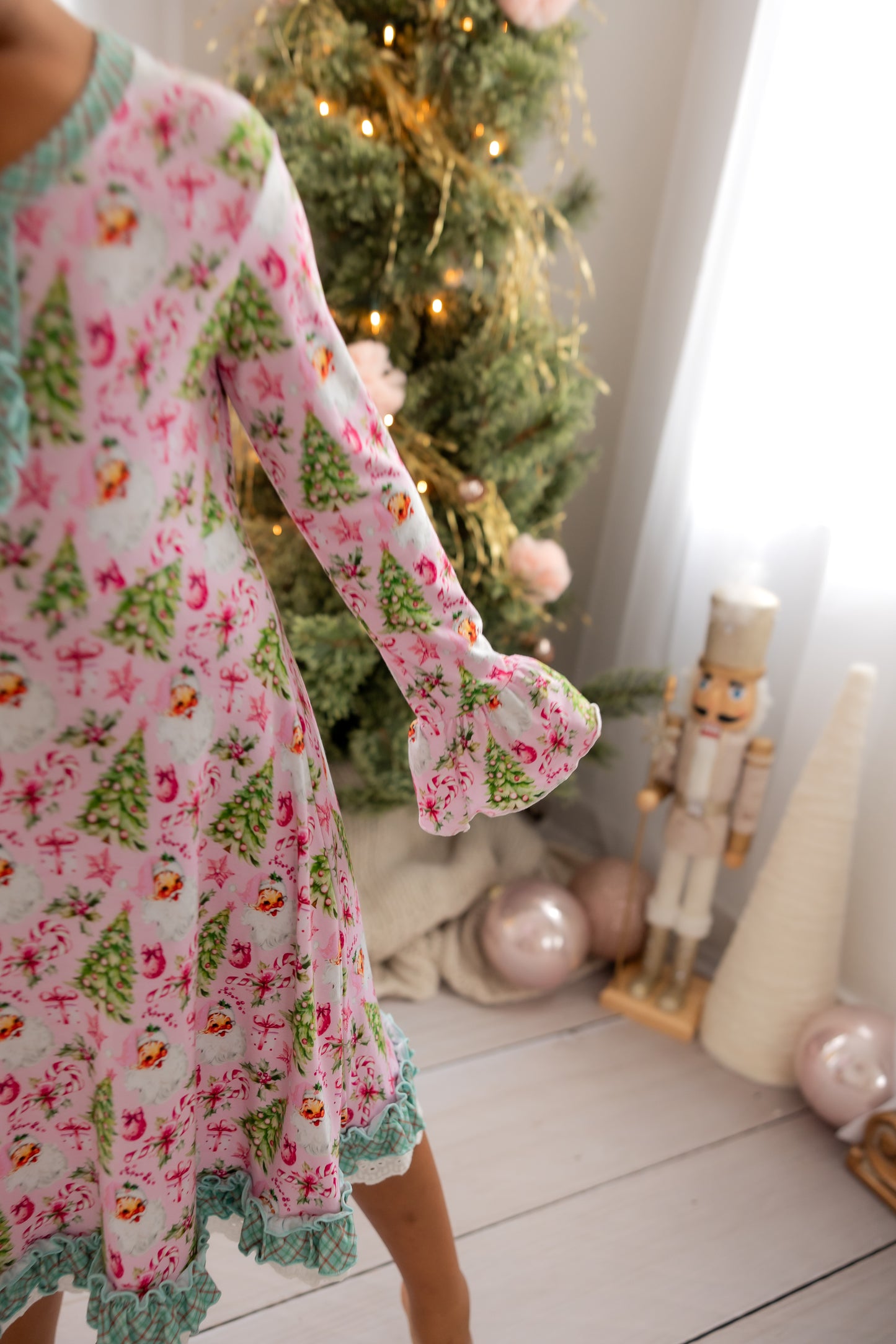 Rosy Cheeks - Pink Vintage Santa Day-To-Night Bamboo Dress