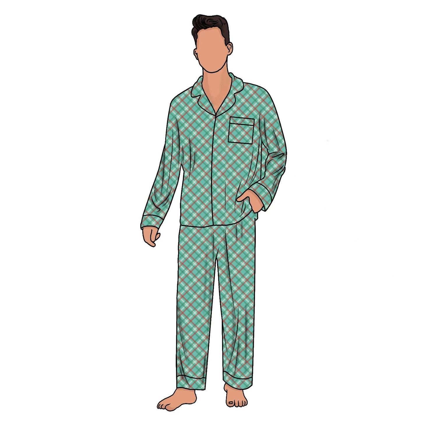 McCallister Men's Collar Pajama Set - Wholesale 5 pack